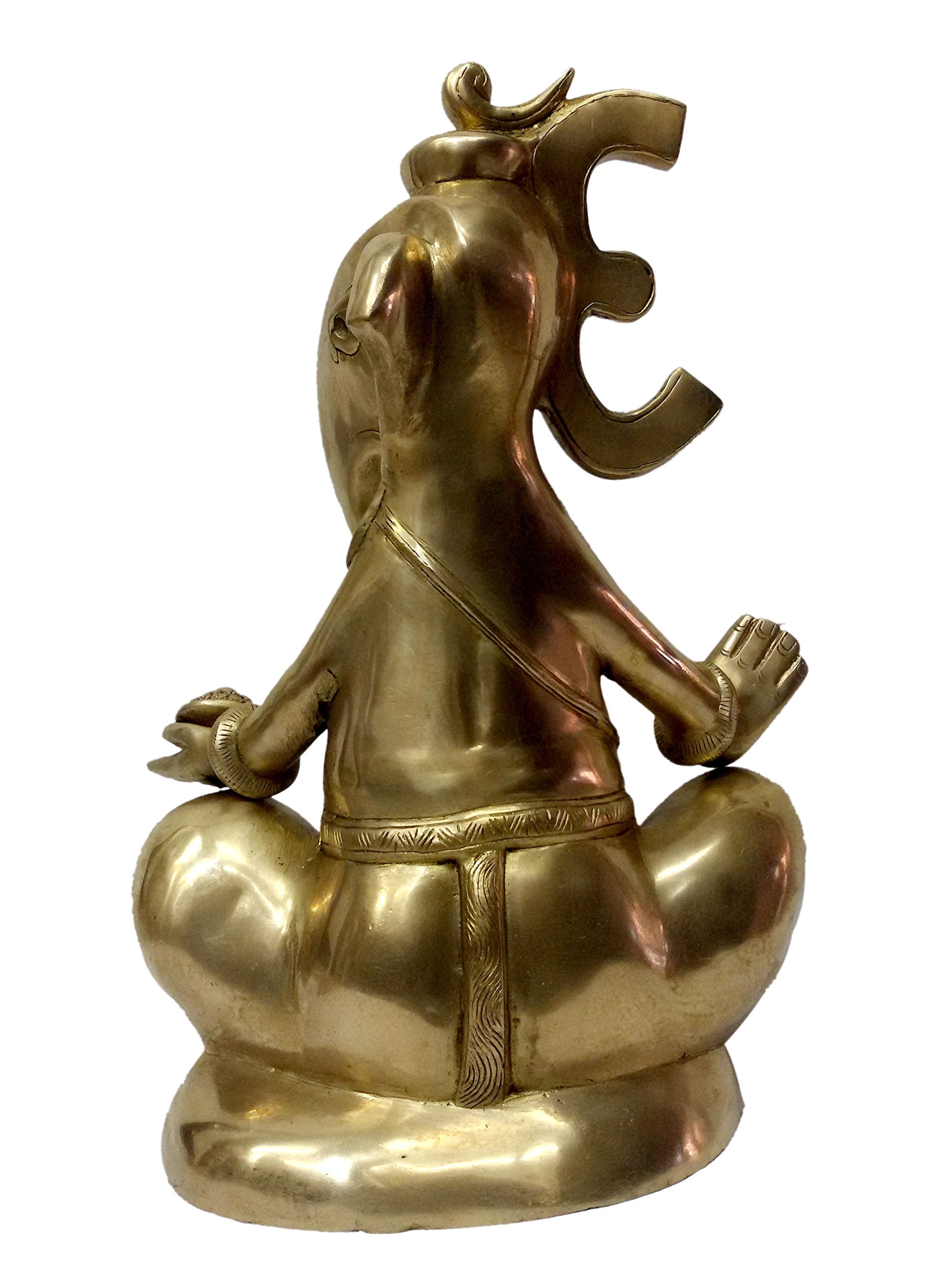 Kalarambh Brass Om Ganesha/Ganesh/Ganpati Idol Murti Statue For Home Pooja Puja Mandir Decor Collectible Handicraft Art, Yellow,